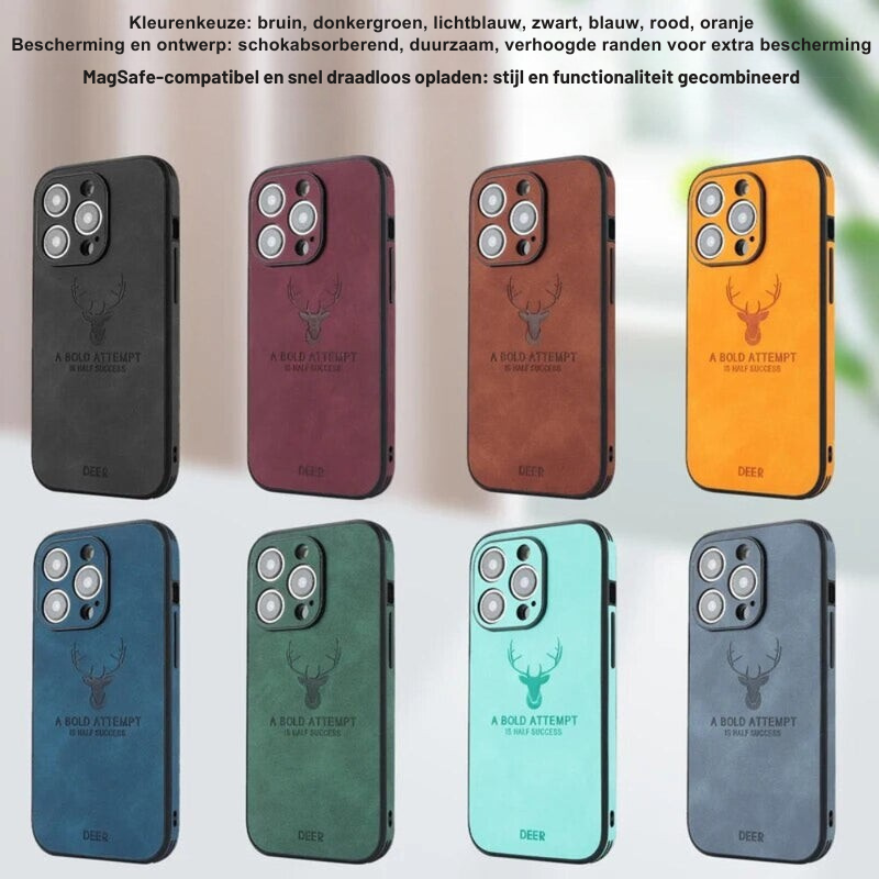 Luxvera – funda d'iPhone de cuir genuí prim i resistent als cops – disseny elegant