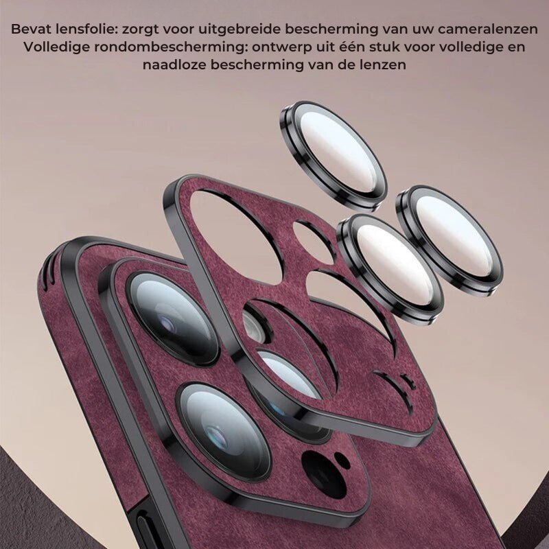 Luxvera – funda d'iPhone de cuir genuí prim i resistent als cops – disseny elegant