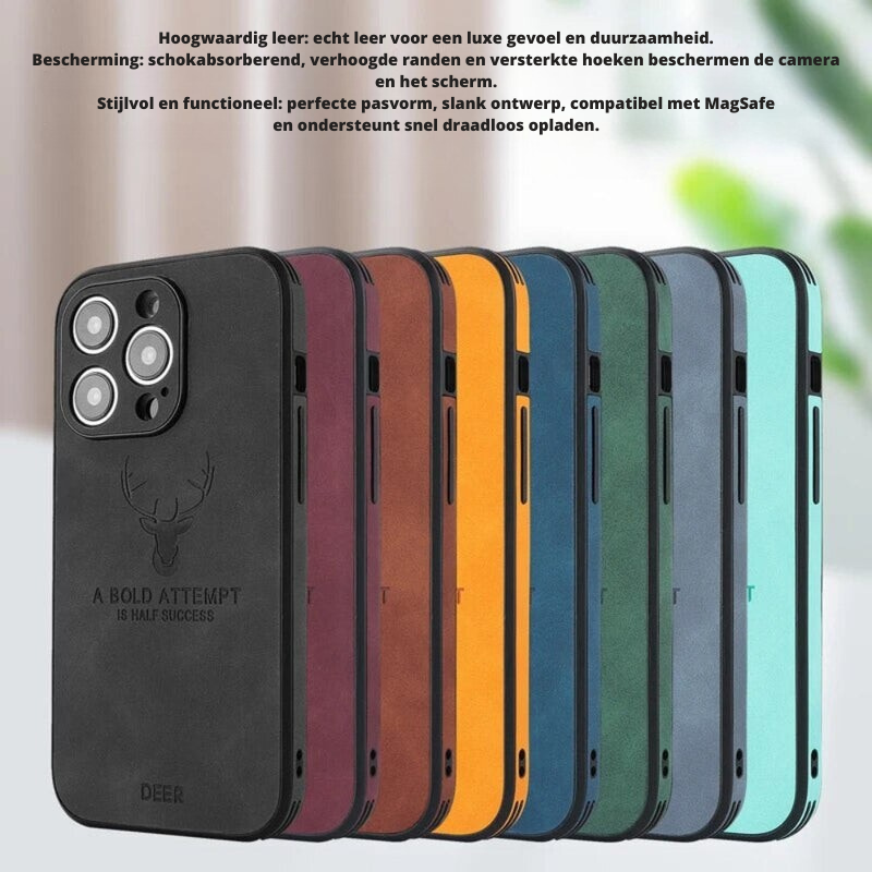 Luxvera – funda d'iPhone de cuir genuí prim i resistent als cops – disseny elegant