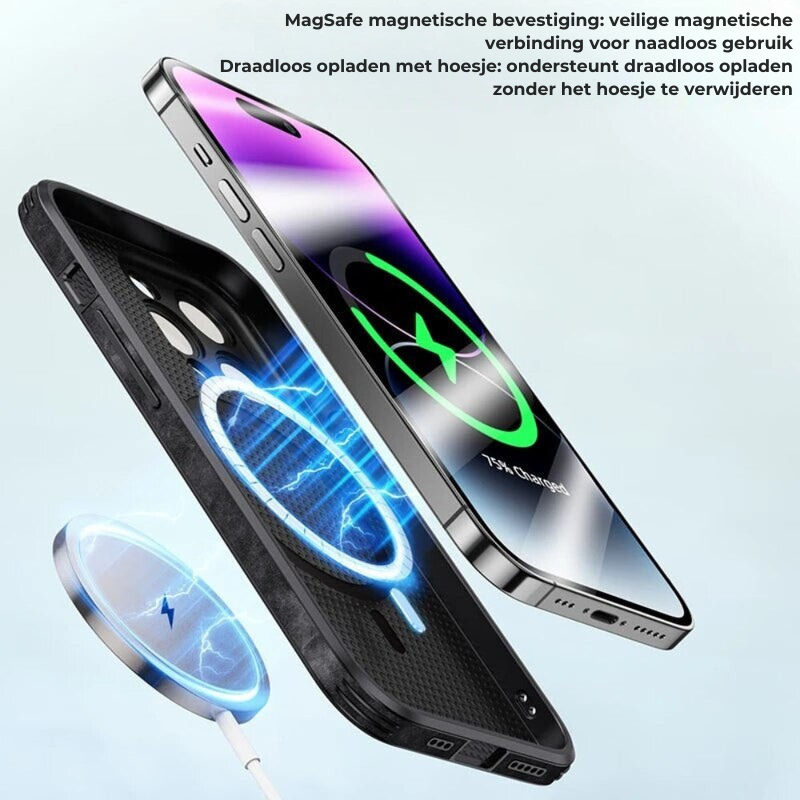 Luxvera – funda d'iPhone de cuir genuí prim i resistent als cops – disseny elegant