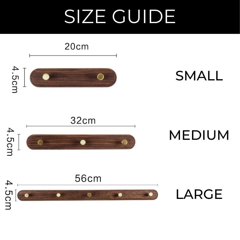 NordicHook – Perchero de parede de madeira con ganchos de latón – Almacenamento moderno para o fogar