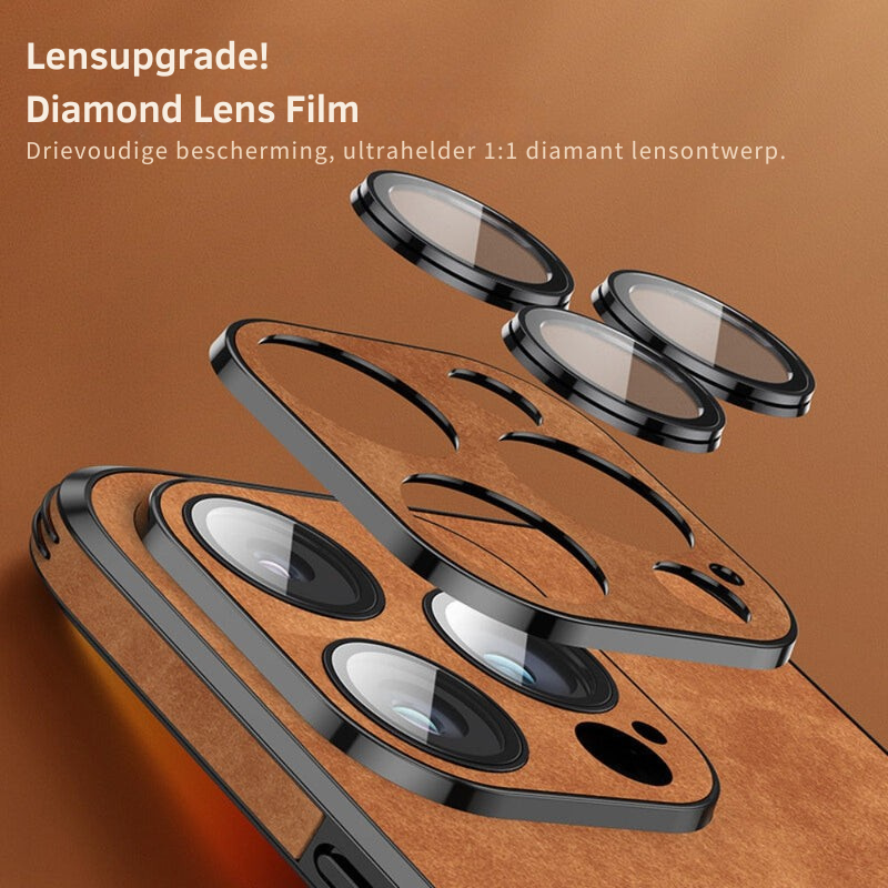 Luxvera – funda d'iPhone de cuir genuí prim i resistent als cops – disseny elegant