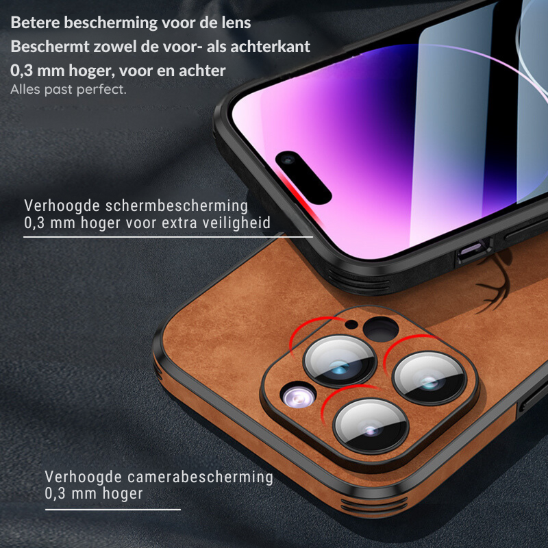Luxvera – funda d'iPhone de cuir genuí prim i resistent als cops – disseny elegant