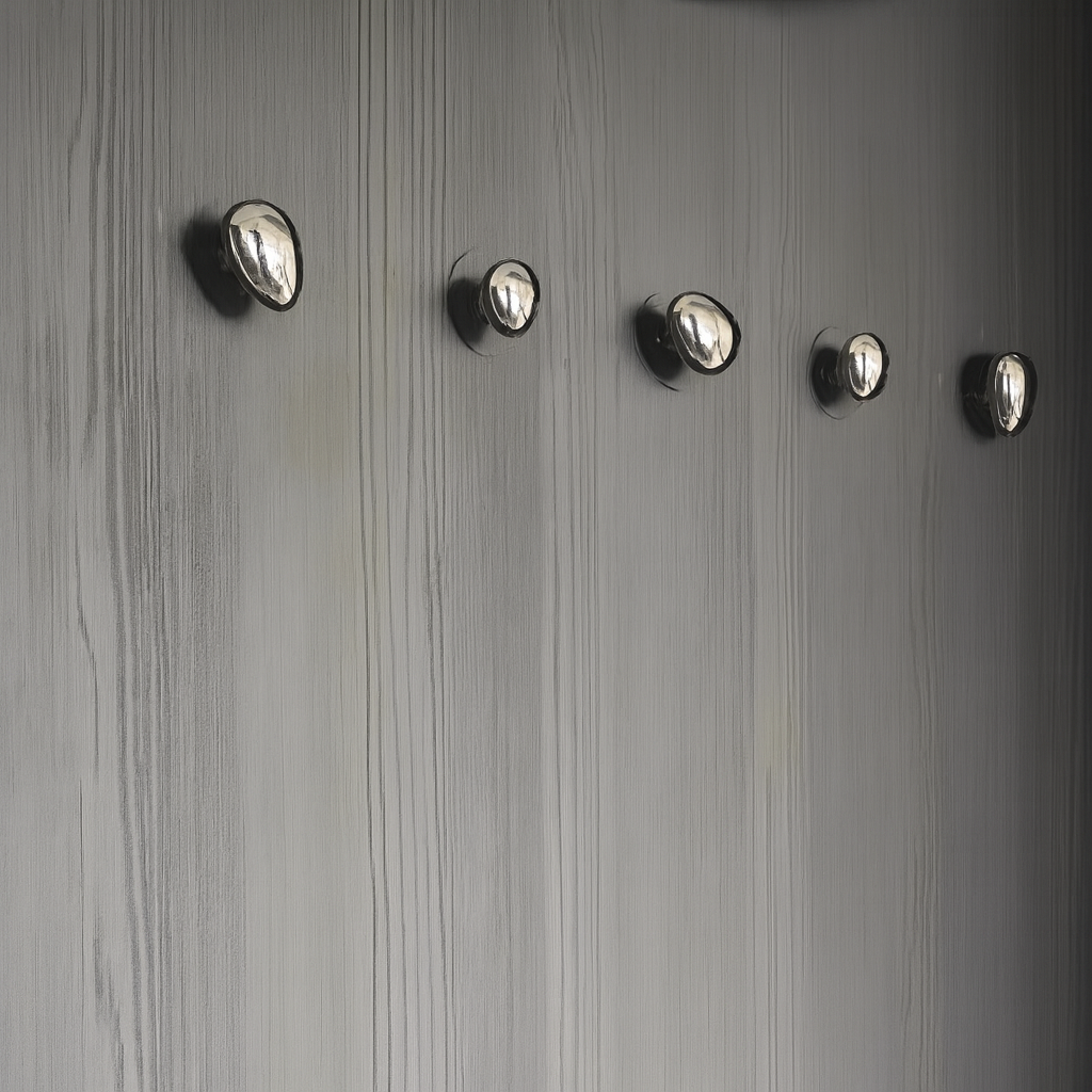 Ganxos de paret Auriën – Disseny de gota de pluja cromat, joc de 2 amb tira adhesiva o cargol