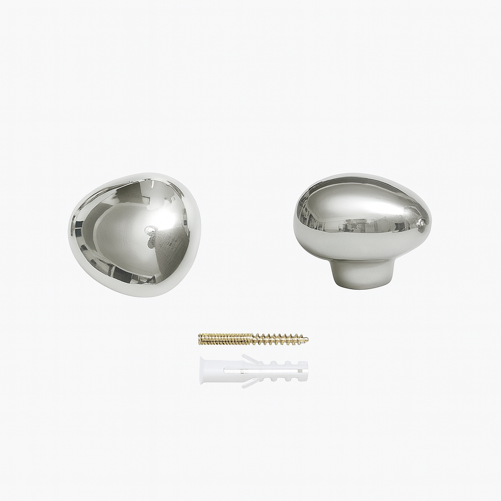 Ganxos de paret Auriën – Disseny de gota de pluja cromat, joc de 2 amb tira adhesiva o cargol