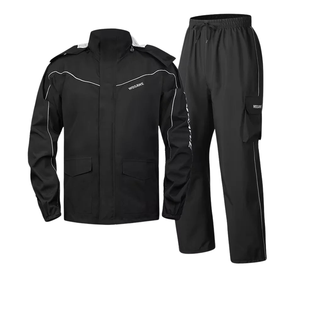 Wosawe Motorregenjas – Waterdichte Herenjas met Reflecterende Details & Winddicht Ontwerp