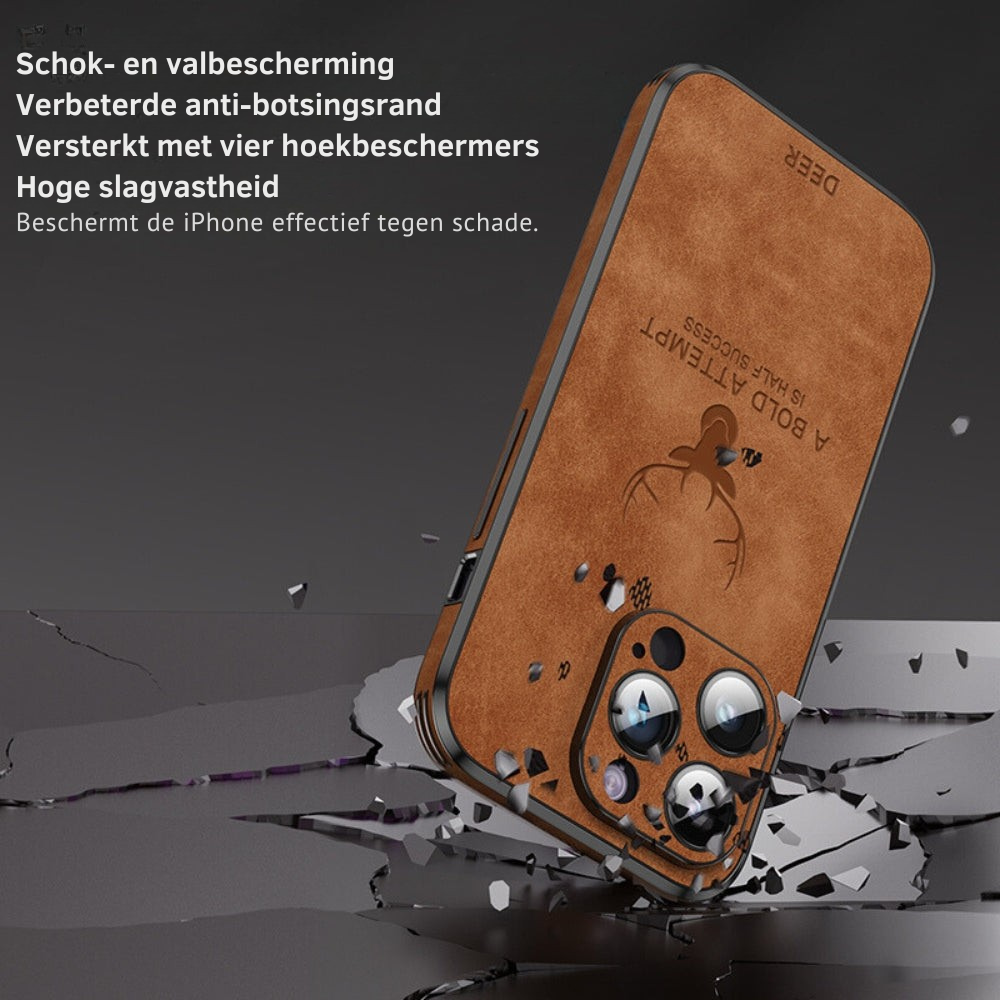 Luxvera – funda d'iPhone de cuir genuí prim i resistent als cops – disseny elegant