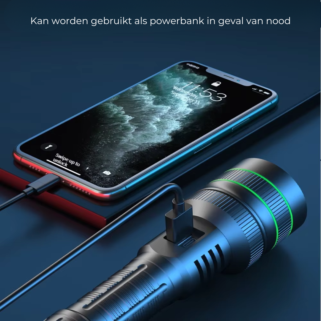 LumoForce – lanterna LED con zoom 3000m aluminio – exterior extremadamente brillante