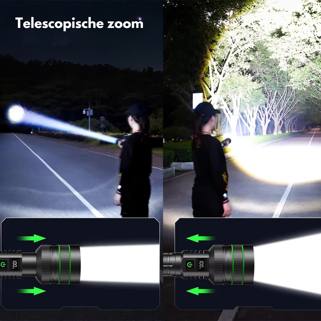 LumoForce – lanterna LED con zoom 3000m aluminio – exterior extremadamente brillante