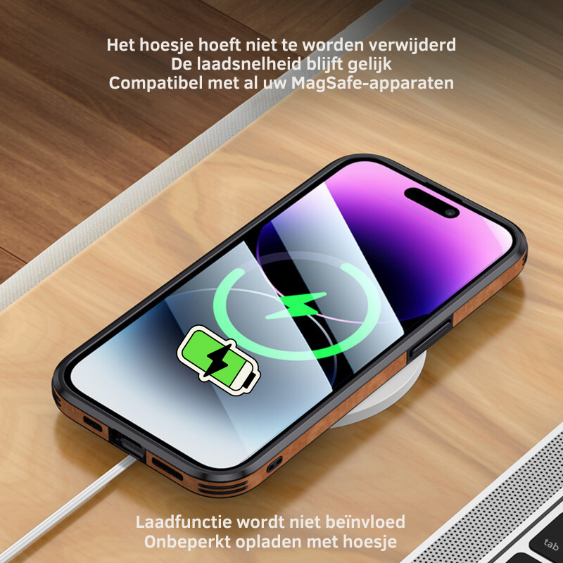Luxvera – funda d'iPhone de cuir genuí prim i resistent als cops – disseny elegant