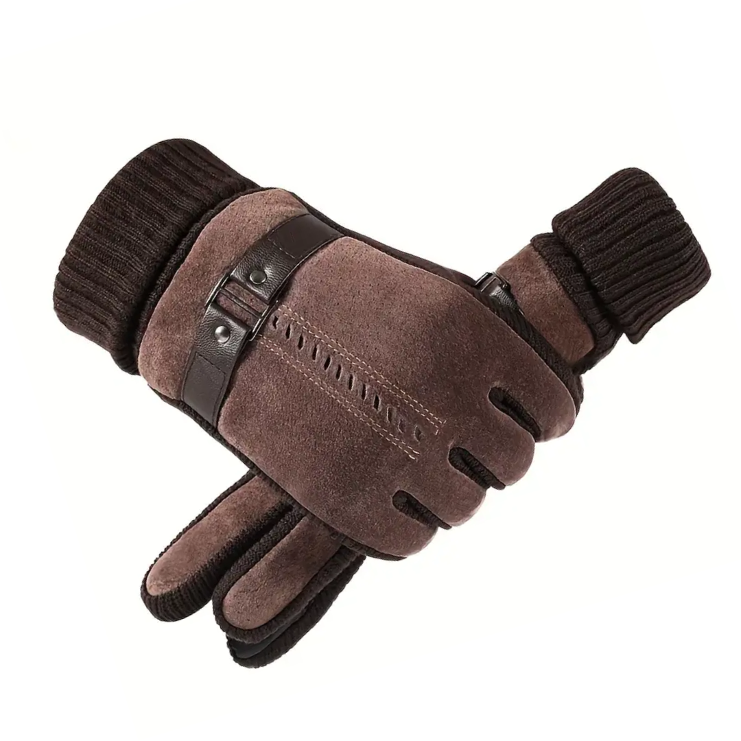 FrostEdge – Luvas de home para o inverno con forro polar e coiro – A proba de vento e quentes