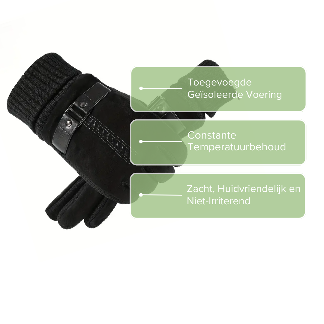 FrostEdge – Luvas de home para o inverno con forro polar e coiro – A proba de vento e quentes