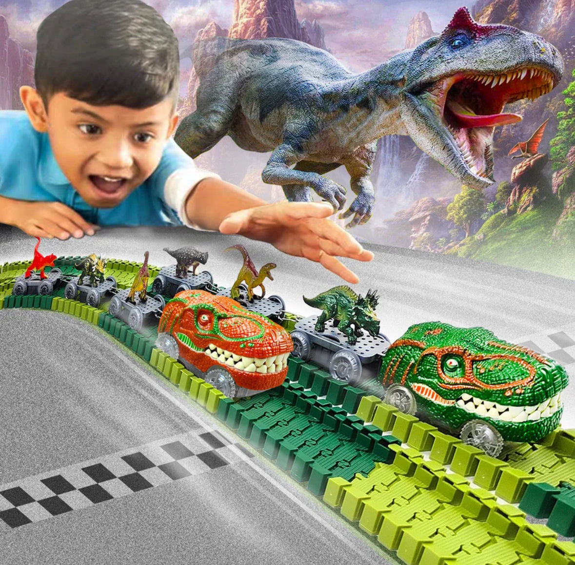 Pista de Carreres DinoRacer FlexiTrack XXL – Amb Looping i Cotxes Elèctrics