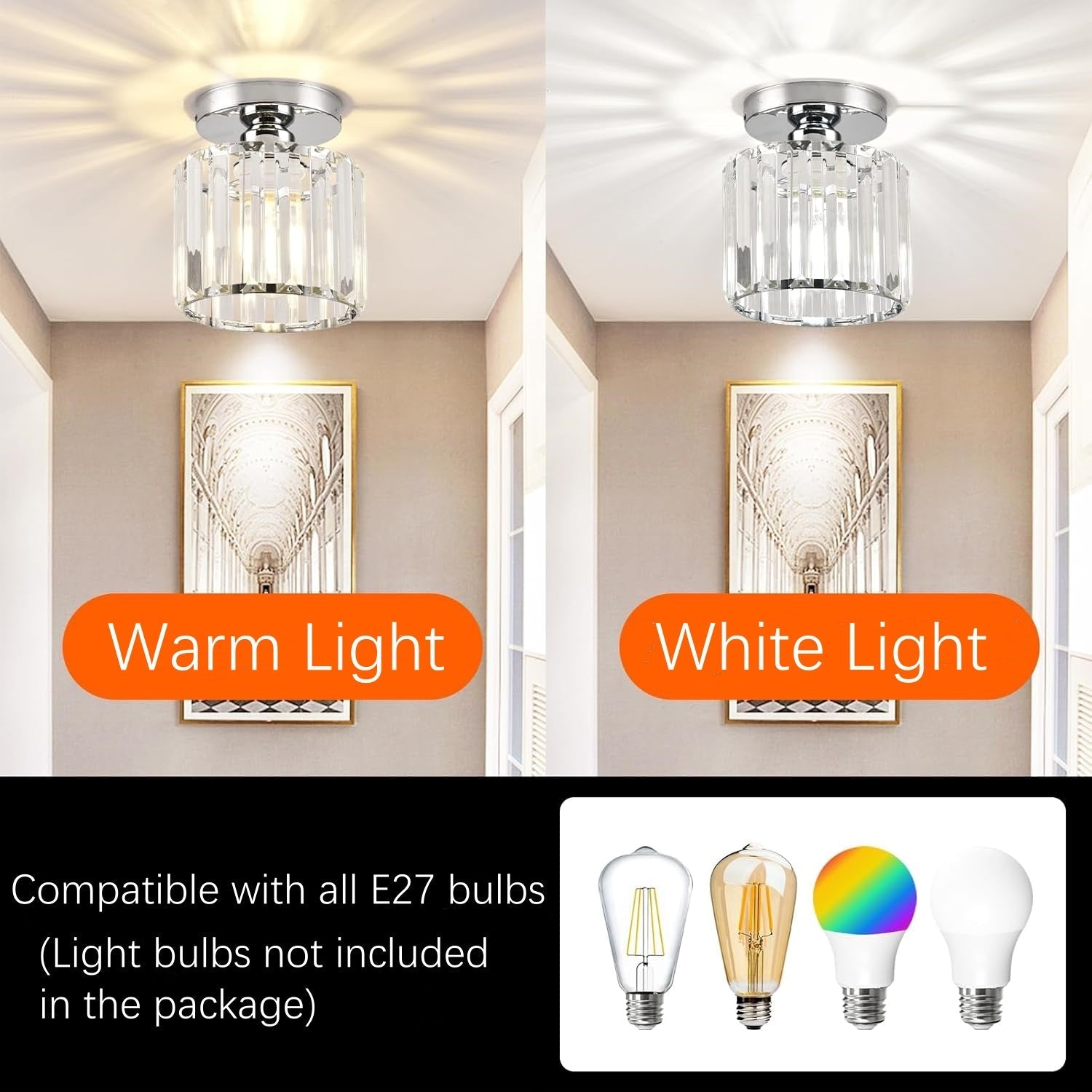 Montaro Plafondlamp – Zwarte plafondlamp met kristallen kap en messing accenten