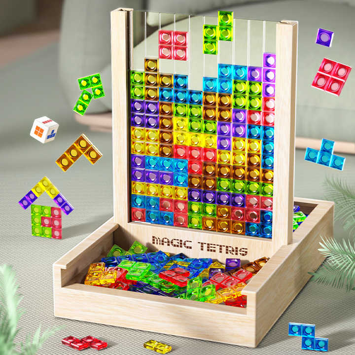 Timberplay Tetris Puzzel – Joc de taula educatiu de fusta per a totes les edats