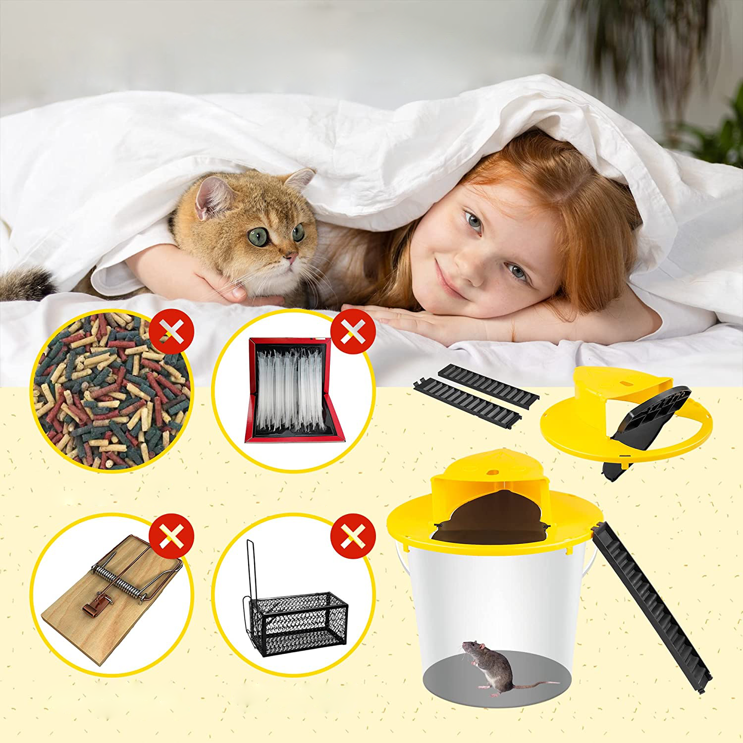 CatchCare Tapadora de cubell per a trampa de ratolins – Reutilitzable i sense verí