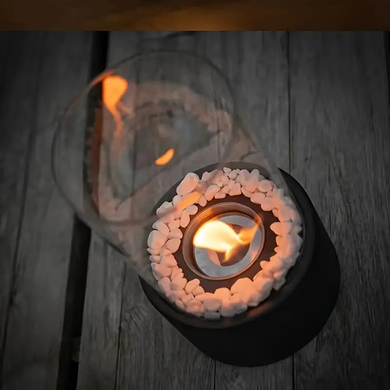 Fervora – Lareira Ambiente Redonda Bioetanol Aço Inoxidável – Lareira de Jardim Interior e Exterior