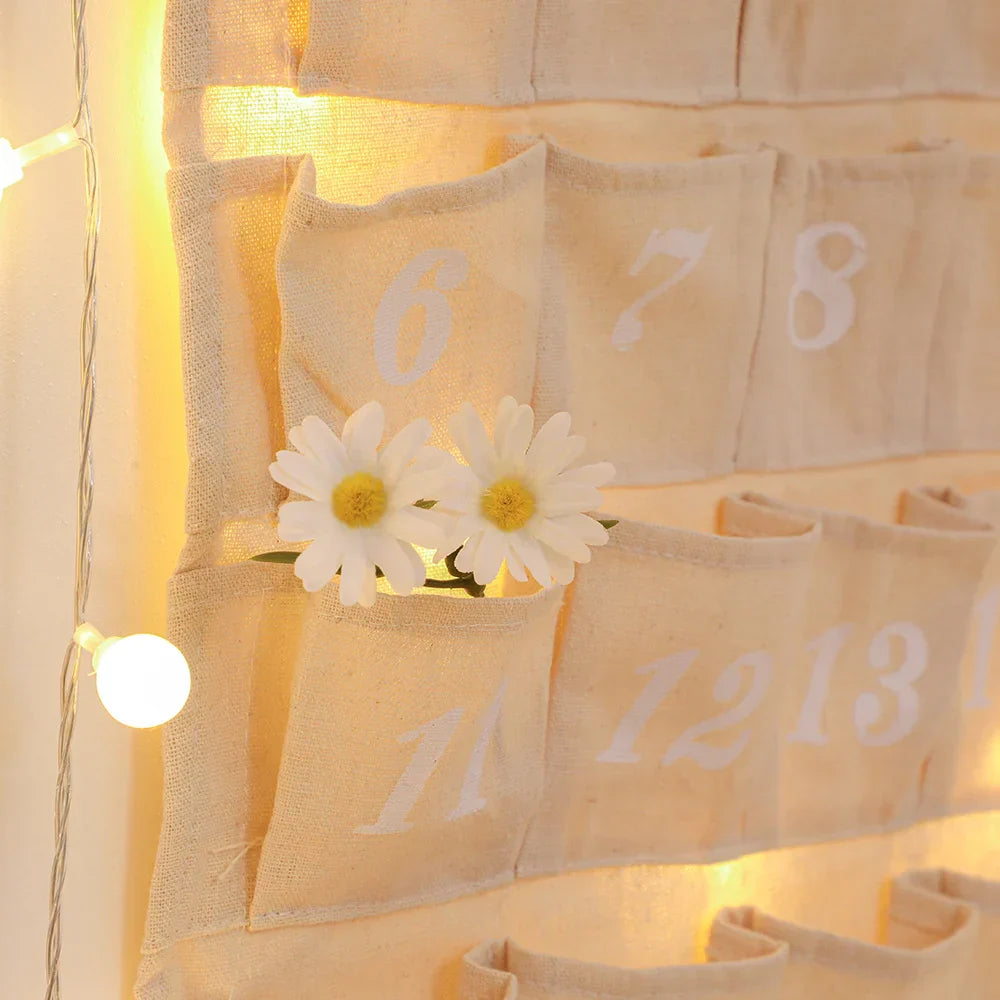 Calendário do Advento FestiveHaven – 24 Sacos de Algodão Reutilizáveis, DIY