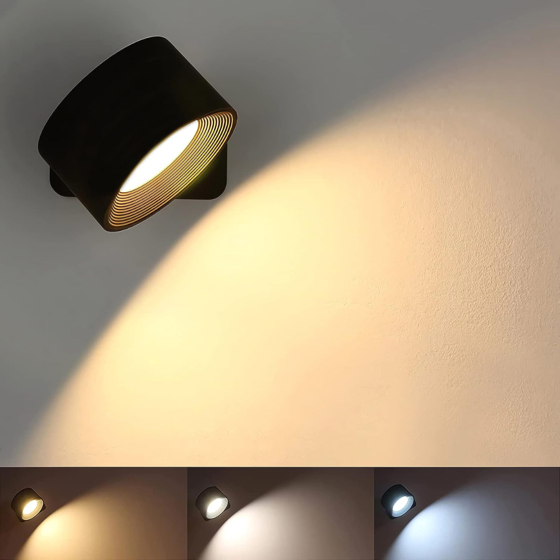 AuraGlow – Lâmpada de Parede LED 360° Recarrregável Sem Fios com Sensor