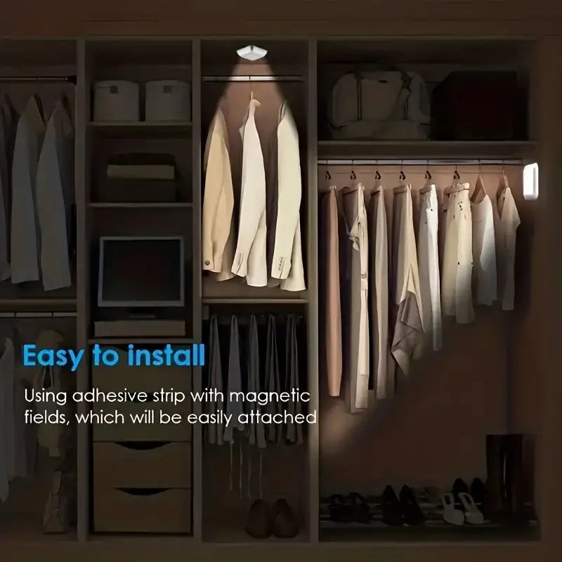 AuroraGlow – Llum nocturna sense fils de 6 LED amb sensor de moviment per a escala i armari