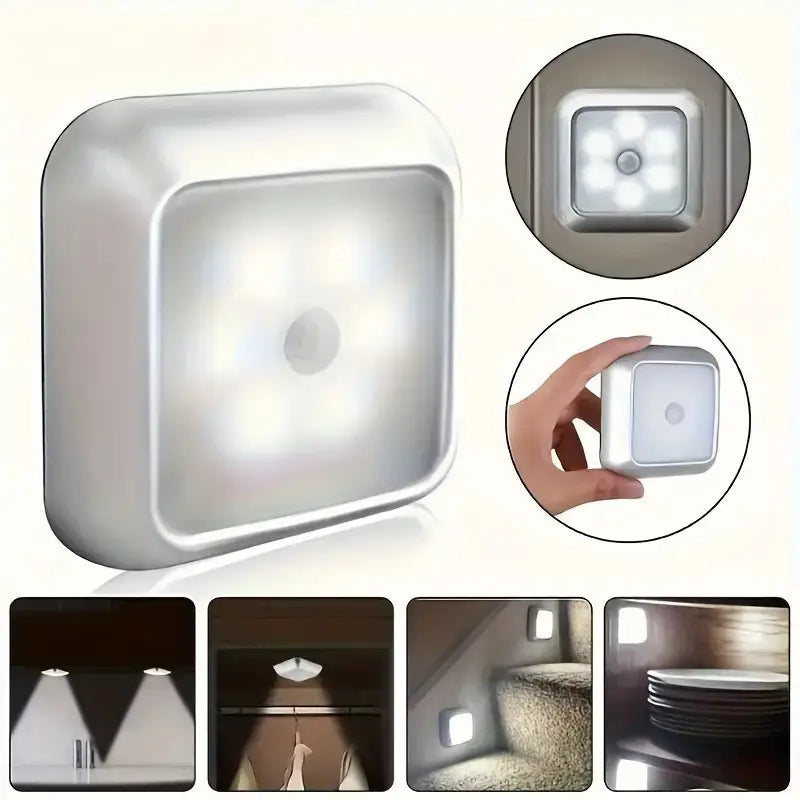 AuroraGlow – Llum nocturna sense fils de 6 LED amb sensor de moviment per a escala i armari