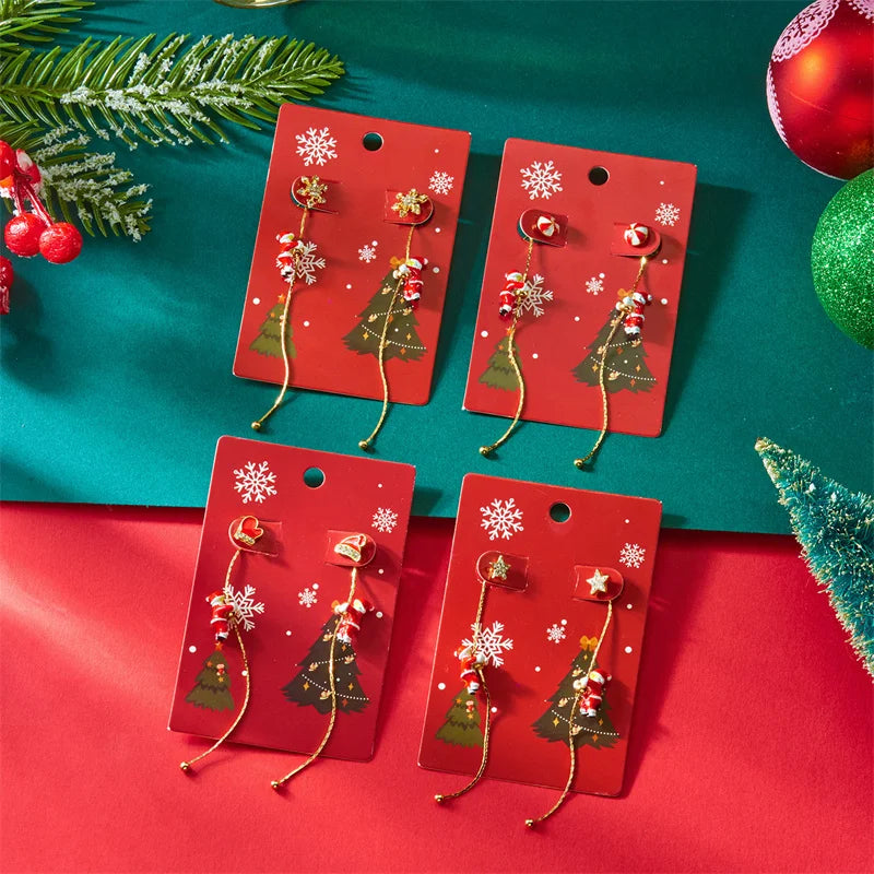 Arracades Aurivine Kerstman amb borla – Disseny asimètric, lleuger i accessori festiu juganer