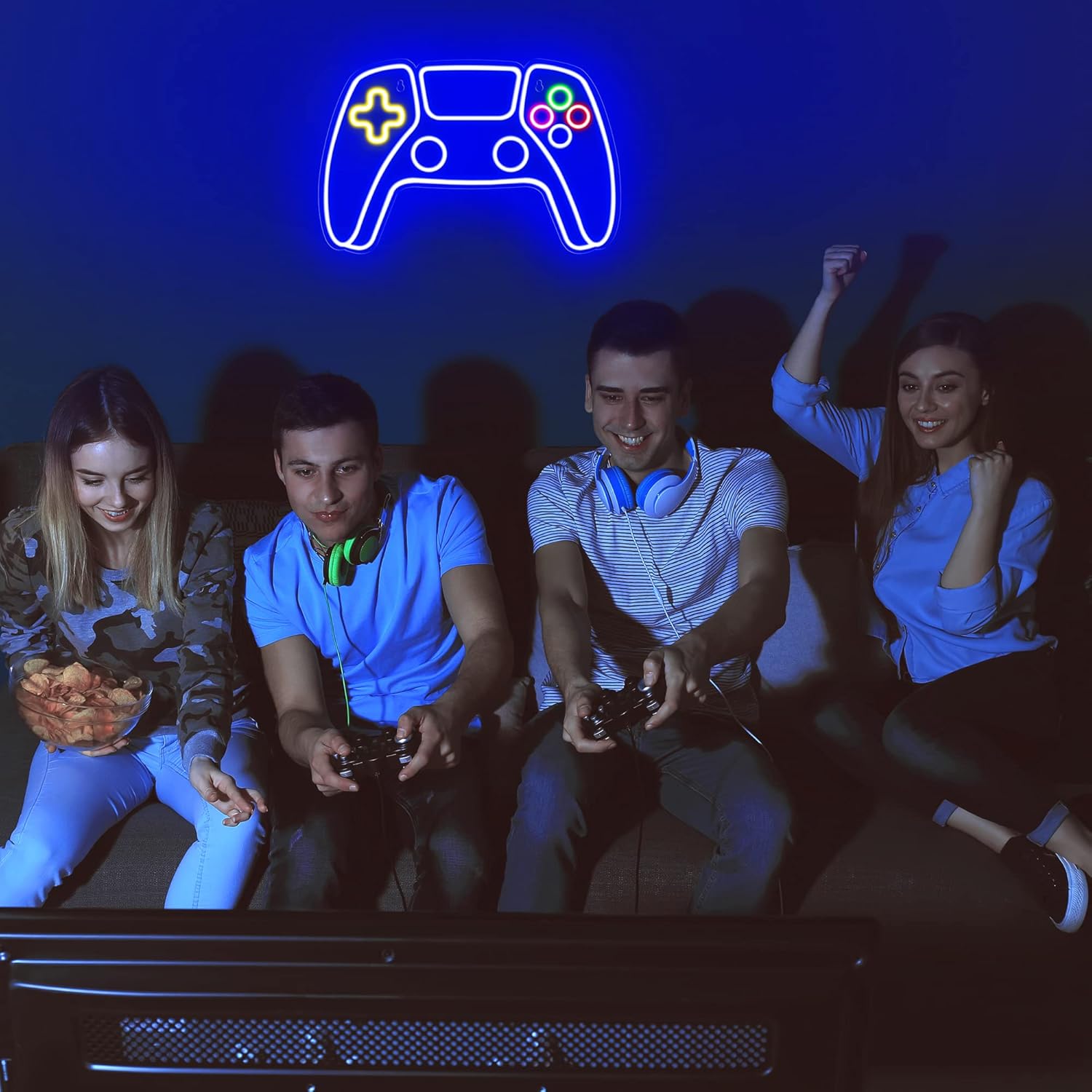 NeonPlay Gamer Neon Bord – Lámpara Controladora LED para Sala de Xogos