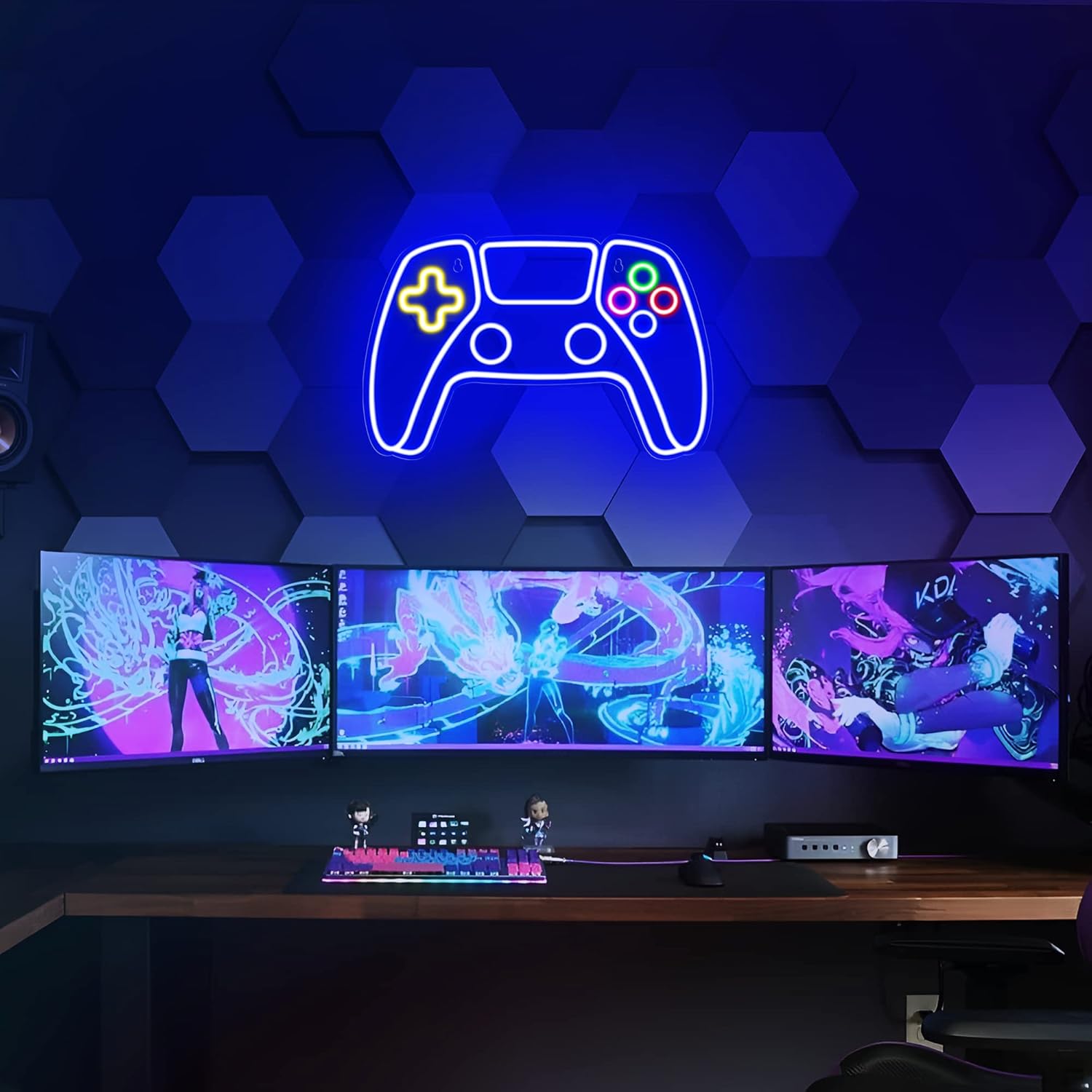 NeonPlay Gamer Neon Bord – Lámpara Controladora LED para Sala de Xogos