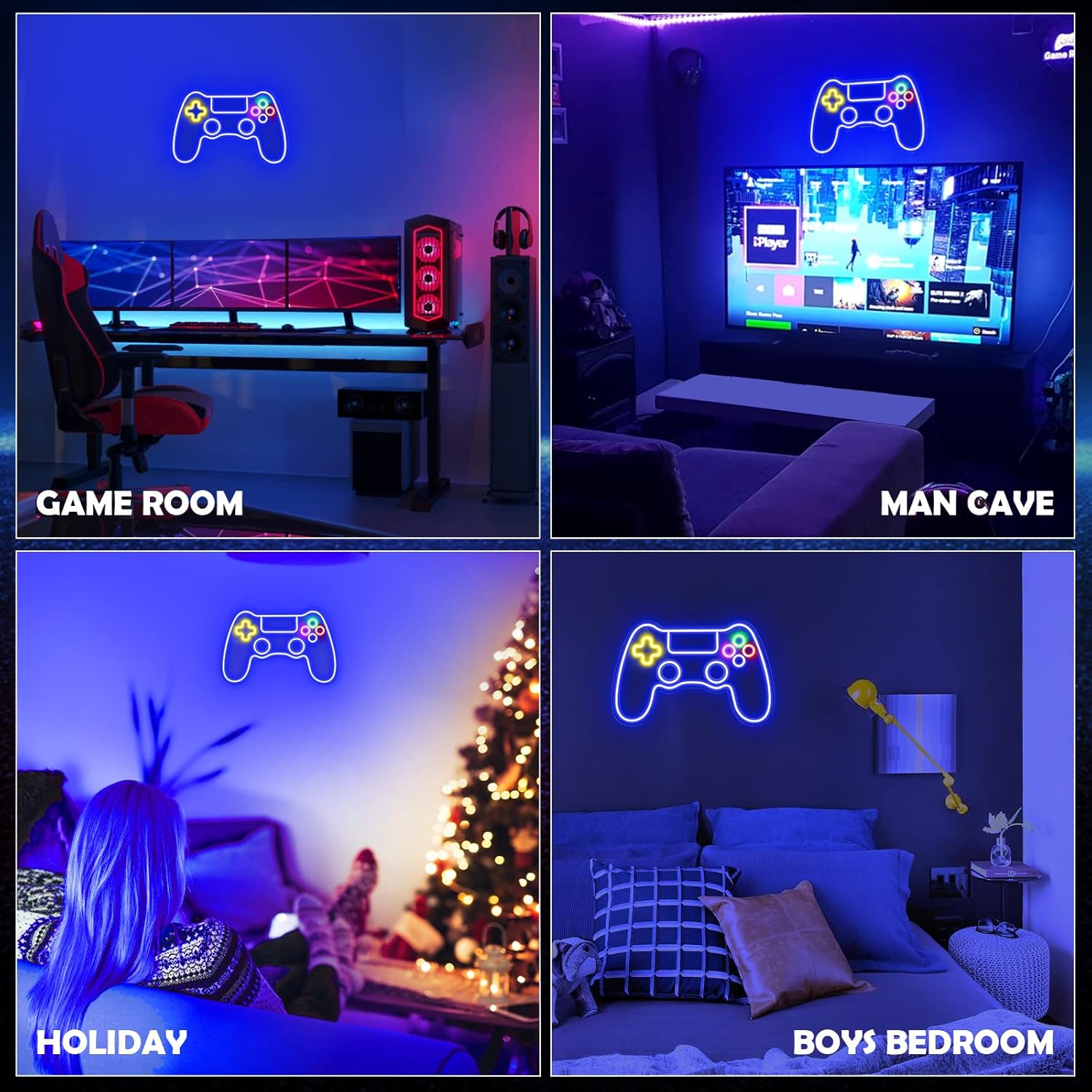 NeonPlay Gamer Neon Bord – Lámpara Controladora LED para Sala de Xogos