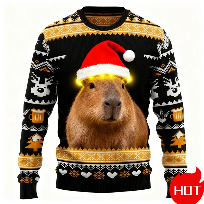 Capybara kersttrui voor mannen en vrouwen met 3D print 7