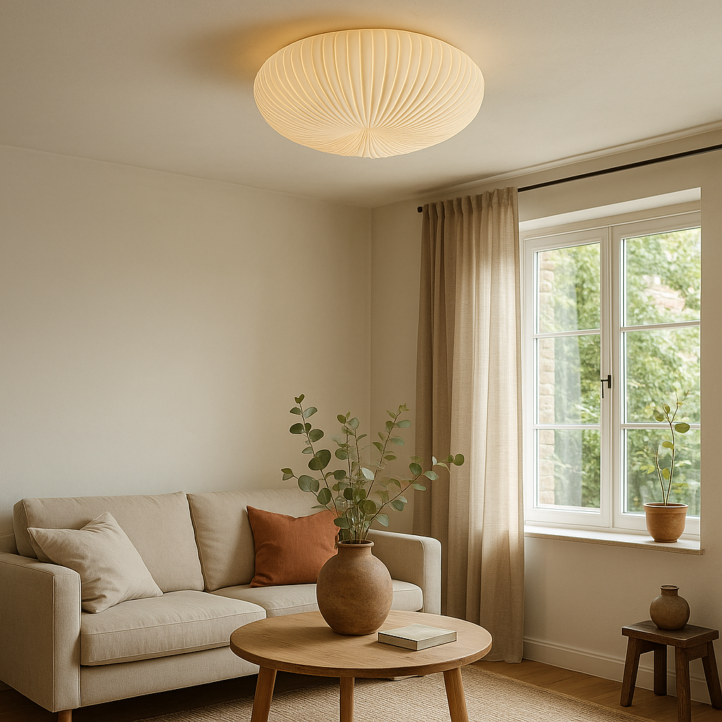 Roby Plafondlamp – Modern Plissé Design met Warme LED-Verlichting & Duurzame Materialen