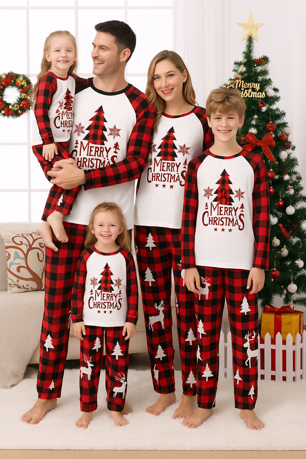 Kerst Pyjama Set voor het Hele Gezin – Zachte & Warme Familiepyjama met Feestelijk Ontwerp