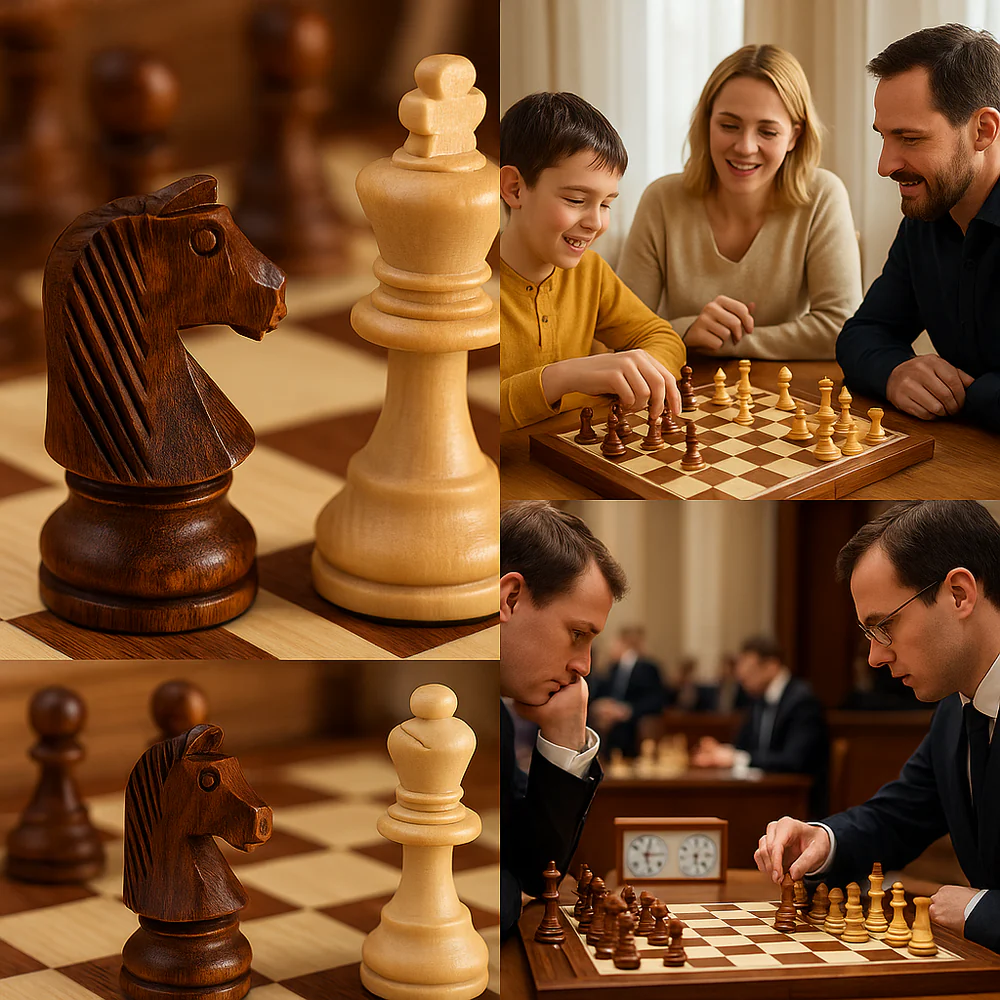 RoyalOak – Joc d'escacs de fusta amb tauler plegable i espai d'emmagatzematge