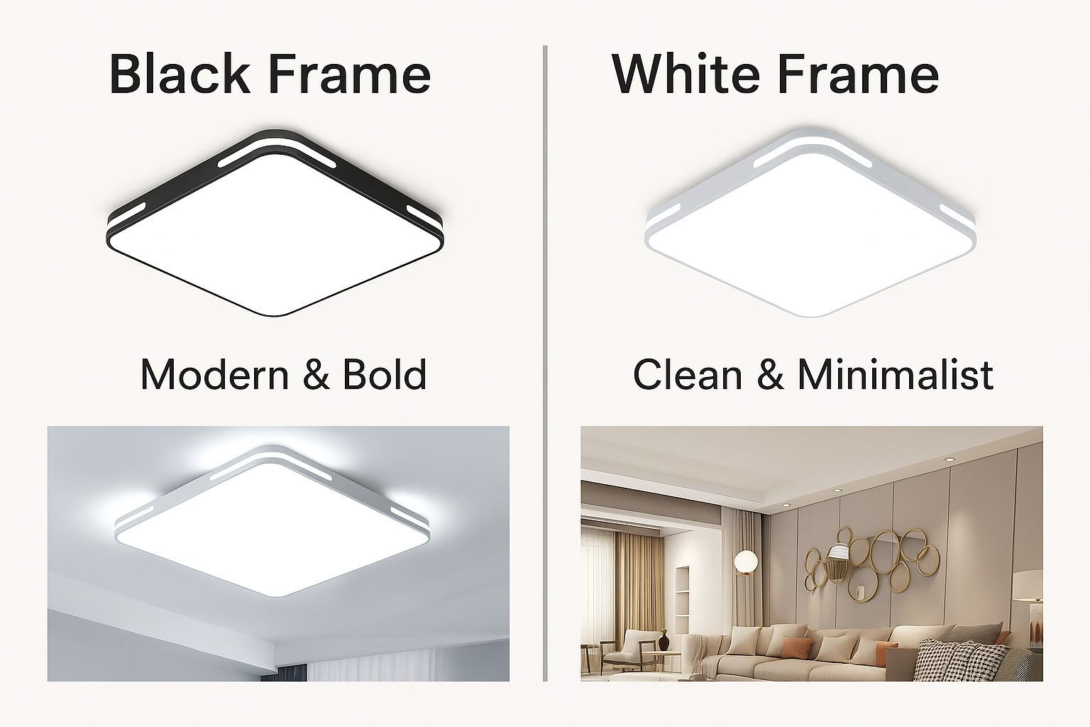 Lumora Plafondlamp – Vierkant Design met 36W LED, Helder Koelwit Licht & IP44 Bescherming