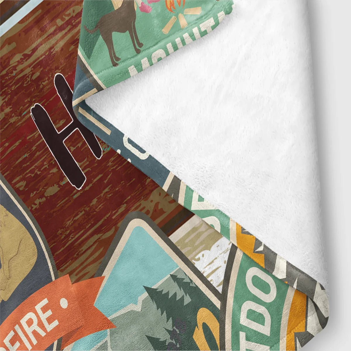 NatureNest – Manta de peluche con motivo de autocaravana e bosque – Para casa e viaxes