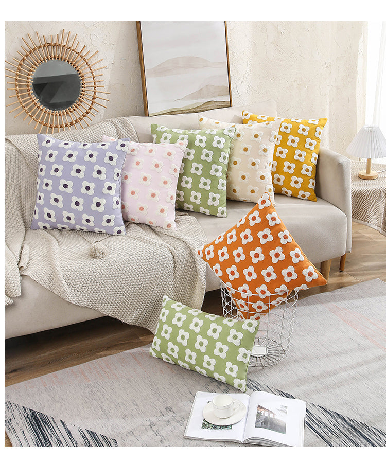 Floriva Daisy Funda de Almofada – Algodón Bordado con Motivo Floral en Varias Cores