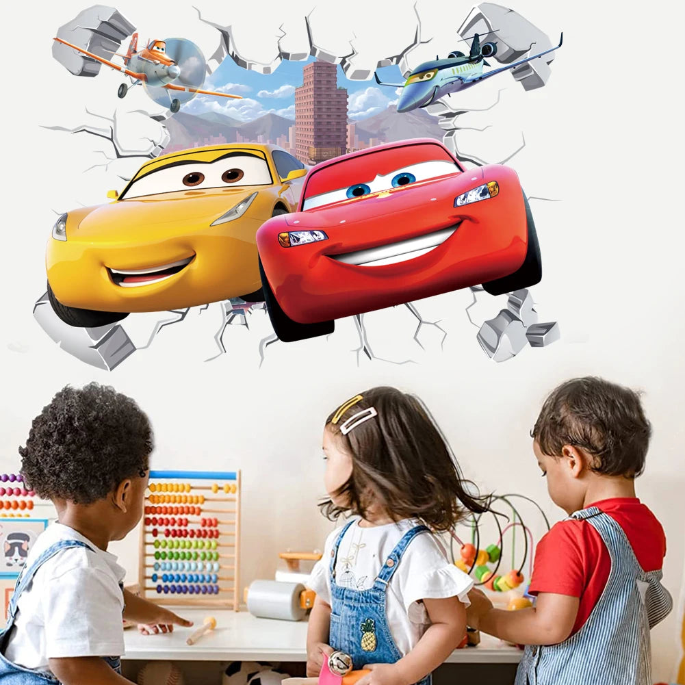 KidStyle – Autocolante de Parede de Carro de Corrida Colorido para Quarto de Criança