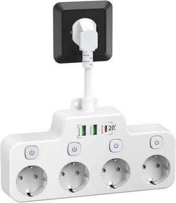 Voltura – Draaibare stekkerdoos met USB-A & USB-C – Wandmontage