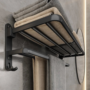 Toweluxe toallero plegable negro – ahorra espacio y moderno
