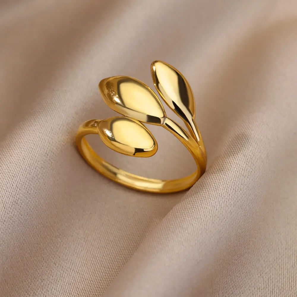 Varelia Geometrische Ring – Gouden Roestvrijstalen Openingsring voor Vrouwen, Duurzaam & Elegant Design