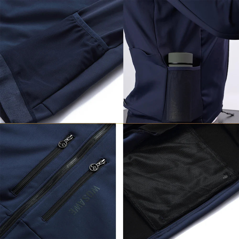 Cyclonix Winter Fietsjack voor Heren – Winddicht Thermisch Fleecejack met Reflecterende Details & Meerdere Zakken voor Winterritten