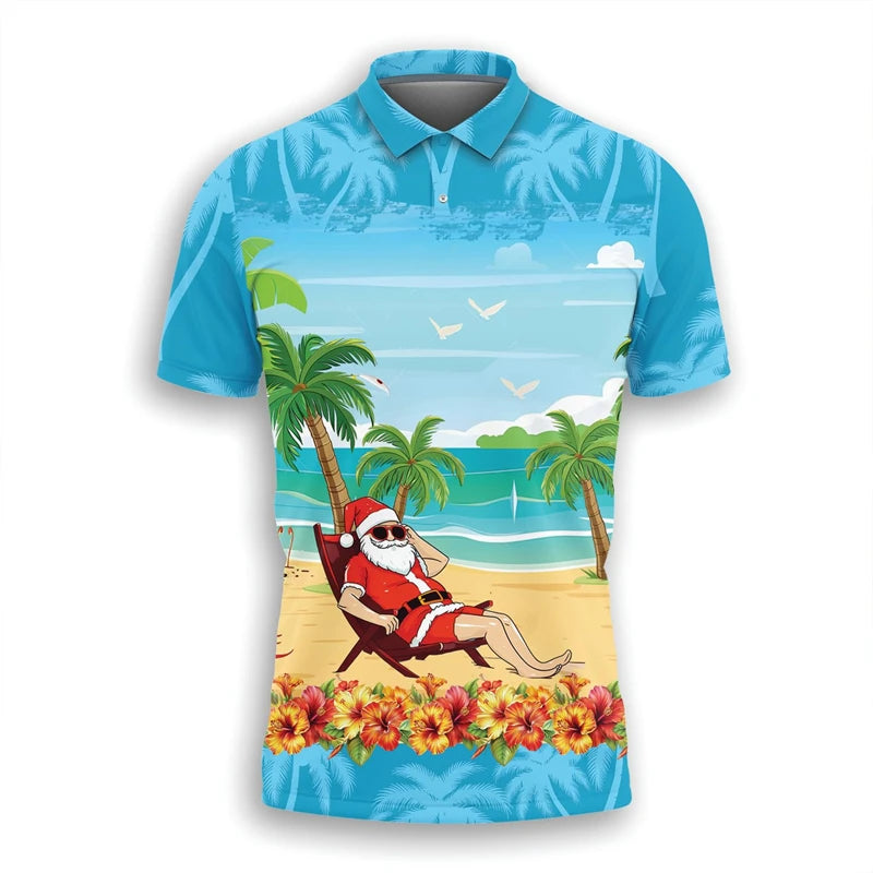 Hiphop kerstman poloshirt voor heren met korte mouwen 0