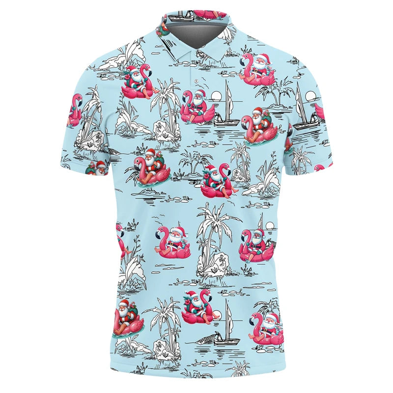 Hiphop kerstman poloshirt voor heren met korte mouwen 8