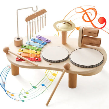 WoodPlay – Houten Muziekstation met Xylofoon, Trommel & Maracas – Kinderen