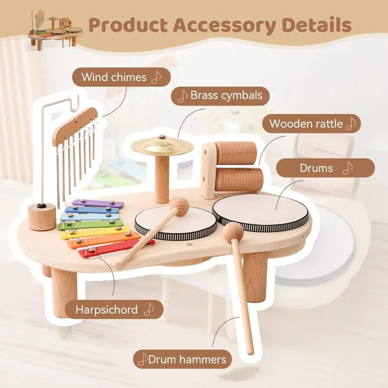 WoodPlay – Estação Musical de Madeira com Xilofone, Tambor e Maracas – Crianças