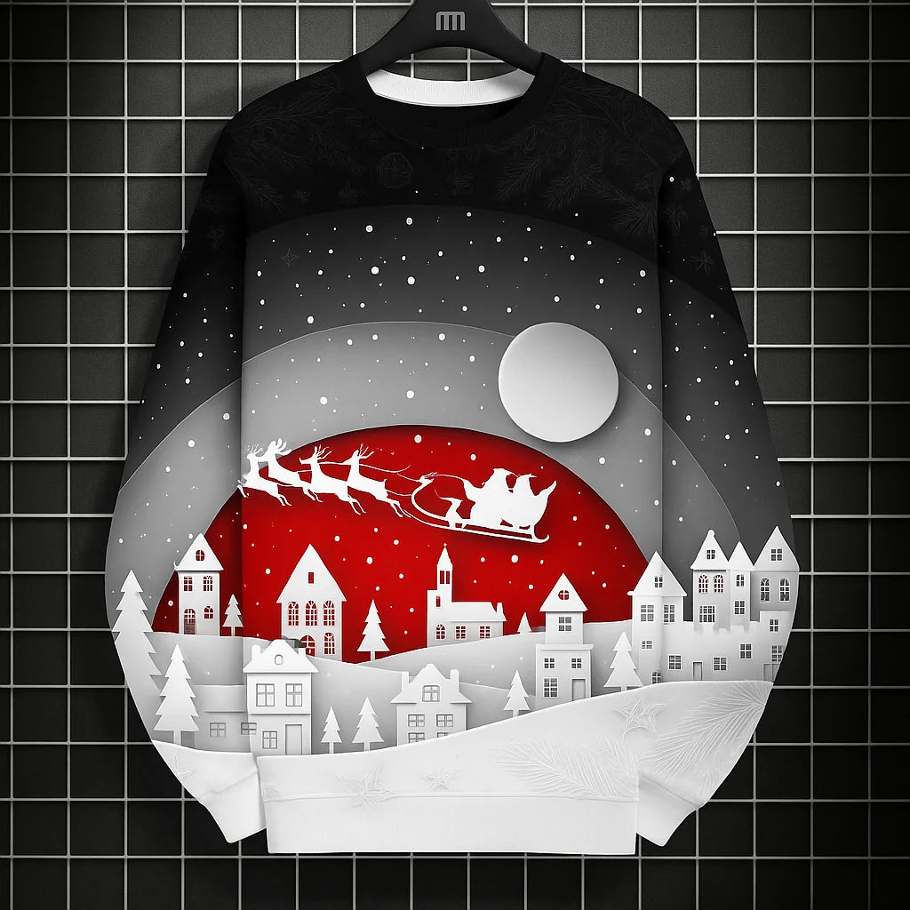 Kerst Sweatshirt voor Heren met 3D Grafische Print, Ronde Hals, Casual Stijl 2