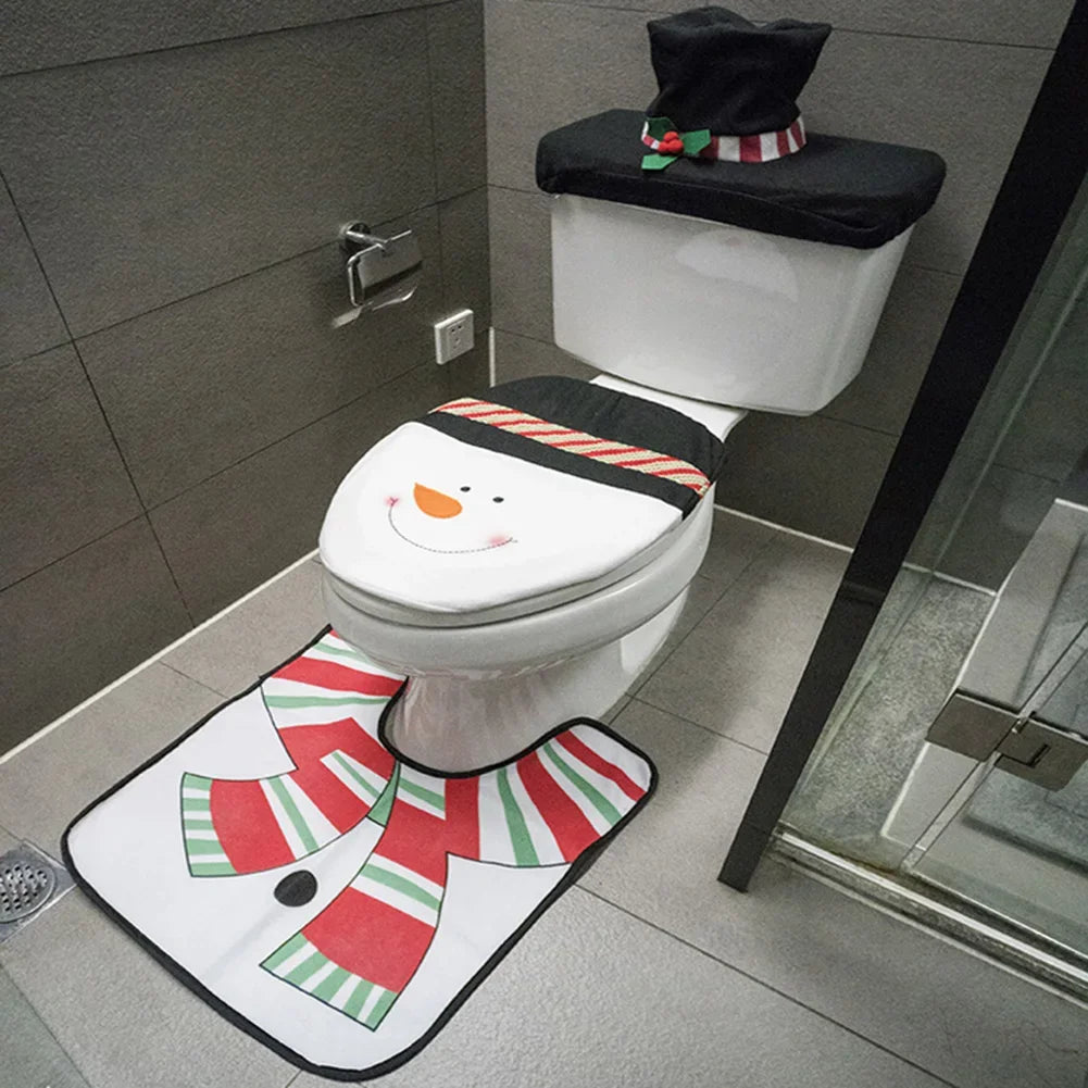 Kerst Toiletbrilhoezen set met kerstman, badmat en radiatordop 2
