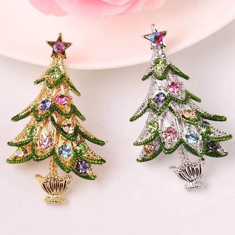 Glaciara Kerstboom Broche – Multicolor Strass Broche voor Vrouwen, Feestelijke Accessoire & Elegant Cadeau