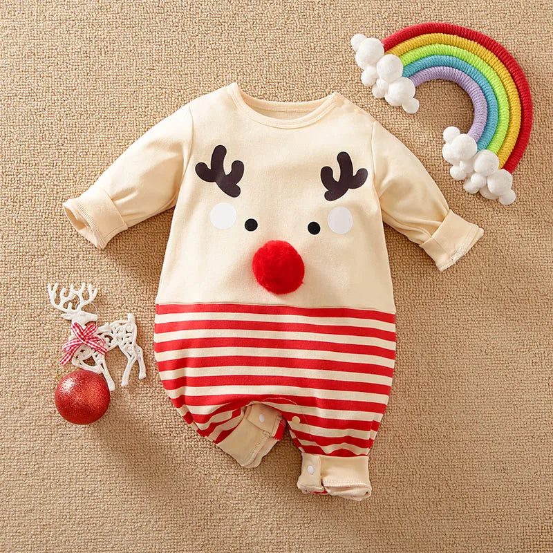 Kerstoutfit voor baby jongens met elanden, lange mouwen, 0-18 maanden 0