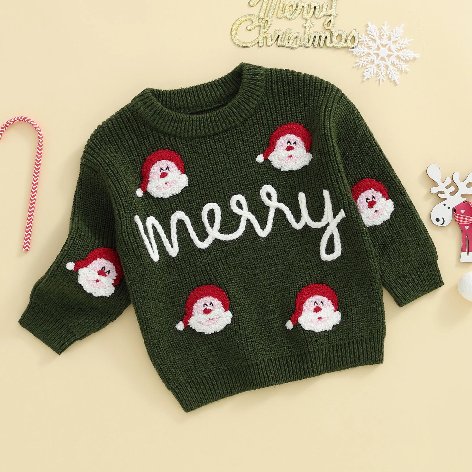 Kersttrui voor Peuters met Kerstman Borduursel en Lange Mouwen, Comfortabel en Feestelijk 3